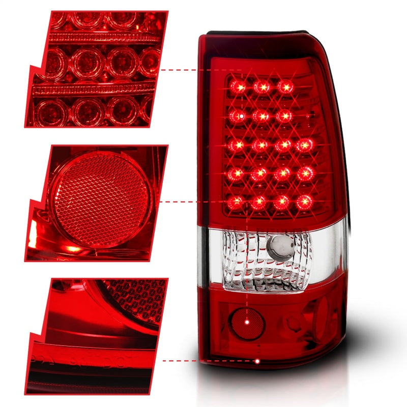 ANZO 2003-2006 Chevrolet Silverado 1500 luces traseras LED rojo/transparente