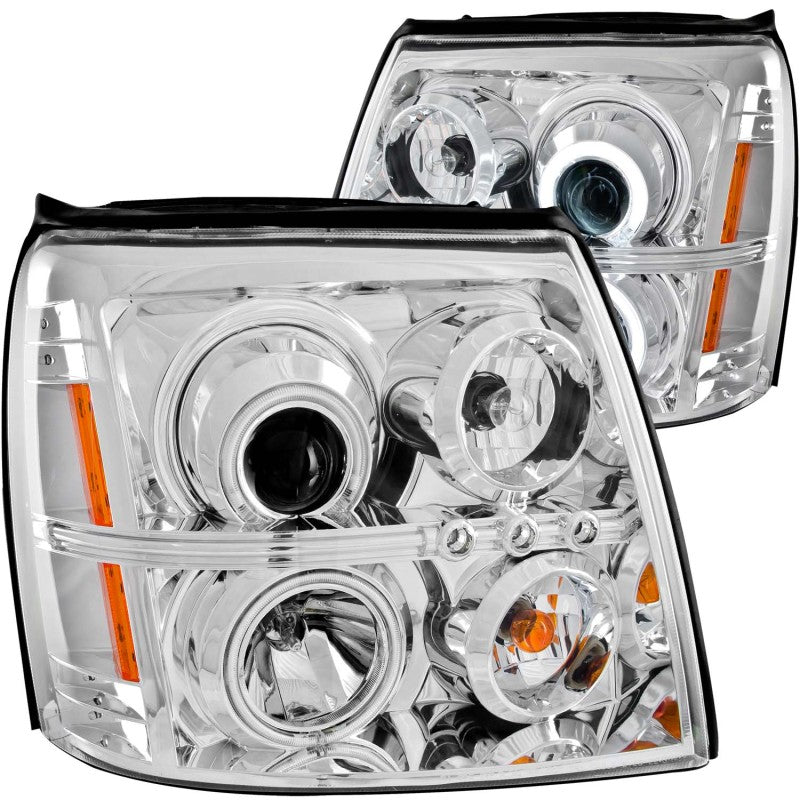 ANZO 2003-2006 Cadillac Escalade Faros delanteros proyectores con Halo Chrome (CCFL) (compatible con HID)