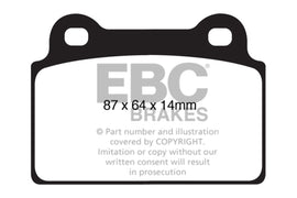 EBC 08-16 Mitsubishi Lancer Evo 10 2.0 Turbo (rotor de 1 pieza) Pastillas de freno traseras Yellowstuff