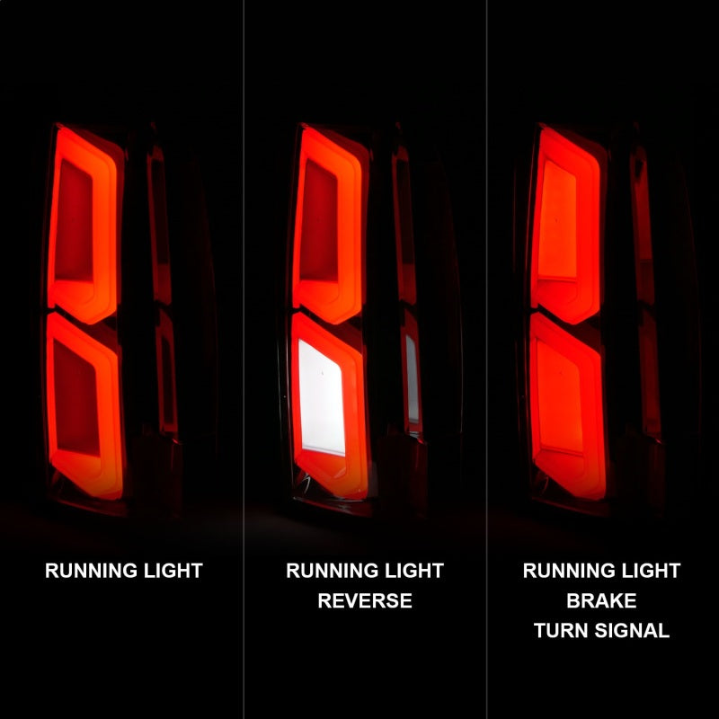 ANZO 2015-2020 Chevrolet Tahoe luces traseras LED con barra de luz, carcasa cromada, lente transparente