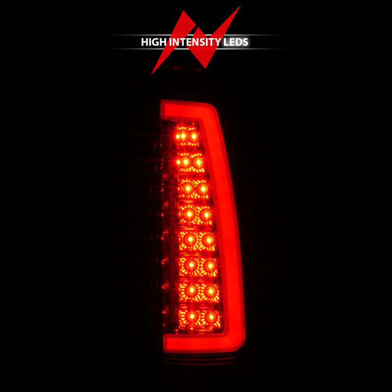 ANZO 1999-2000 Cadillac Escalade luces traseras LED con carcasa cromada, par de lentes rojas/transparentes