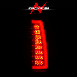 ANZO 1999-2000 Cadillac Escalade luces traseras LED con carcasa cromada, par de lentes rojas/transparentes