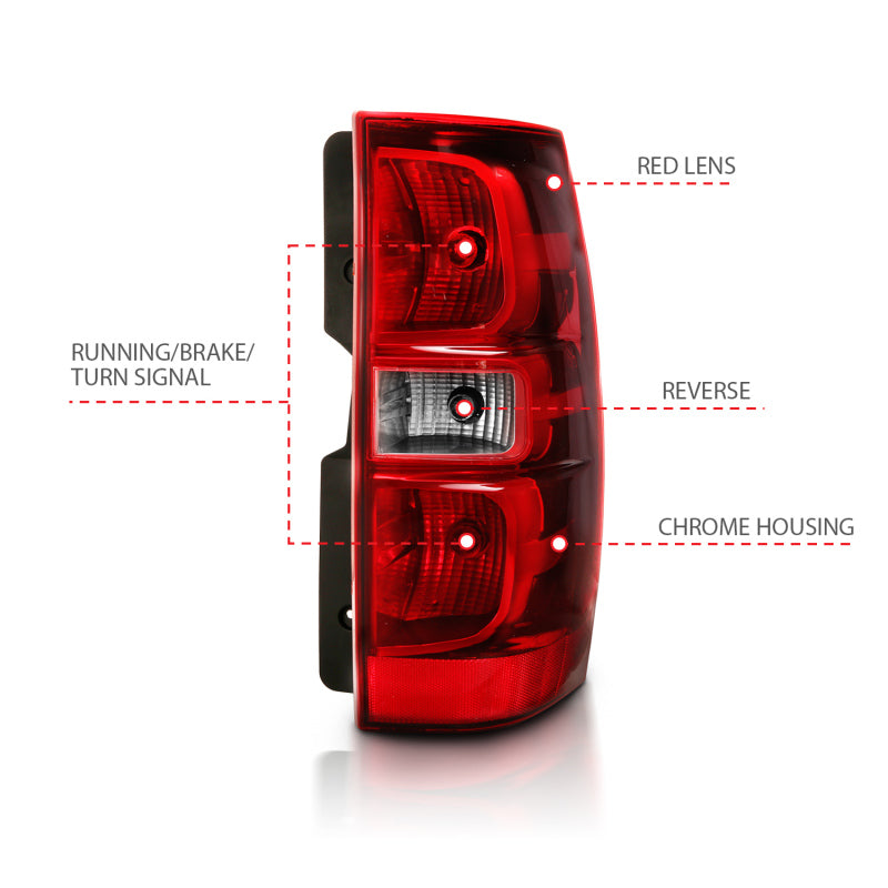 ANZO 2007-2014 Chevy Tahoe luz trasera roja/lente transparente (reemplazo OE)