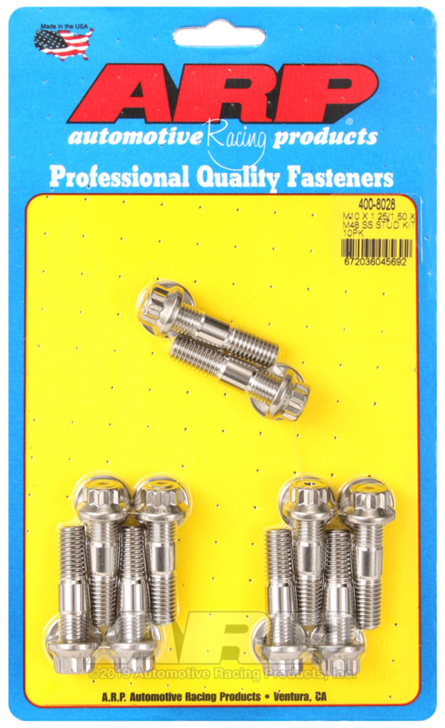 Kit de pernos perforados de 10 piezas ARP M10 x 1,25/1,50 x 48 mm