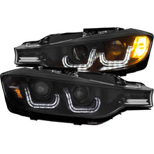 Cargar imagen en el visor de la galería, ANZO 2012-2015 BMW 3 Series Projector Headlights w/ U-Bar Black (HID Compatible)