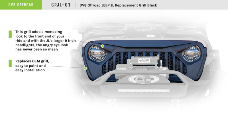 DV8 Offroad 2018+ Jeep JL/Gladiator Angry Grill