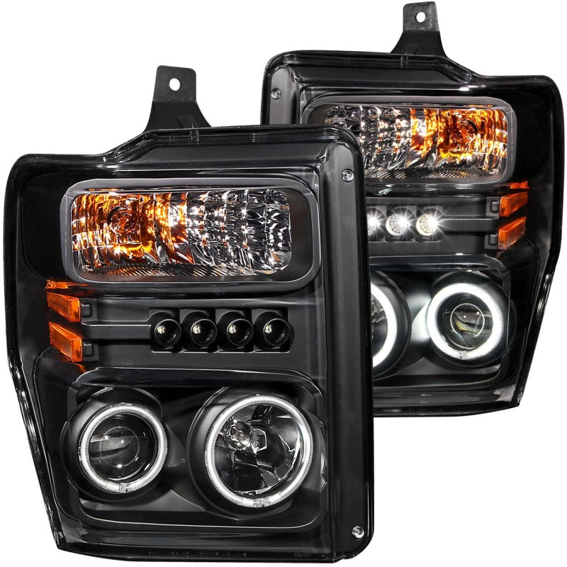 ANZO 2008-2010 Ford F-250 Faros delanteros con proyector con halo negro (CCFL)