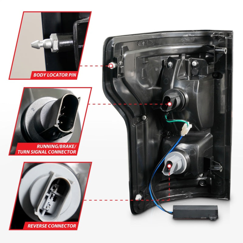 ANZO 2015-2016 Ford F-150 luces traseras LED negras