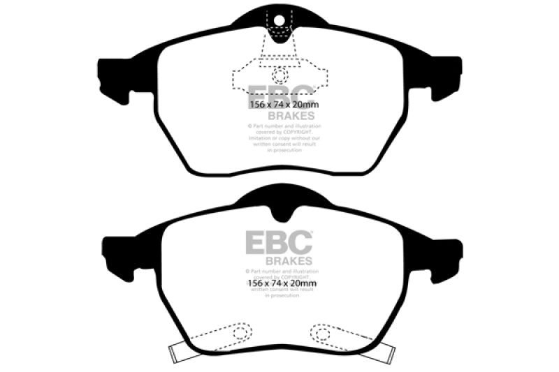 Pastillas de freno delanteras EBC 98 Saab 9-3 2.0 Turbo Redstuff