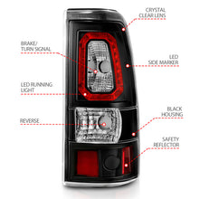 Cargar imagen en el visor de la galería, ANZO 1999-2002 Chevy Silverado 1500 luces traseras LED estilo tablón negro con lente transparente