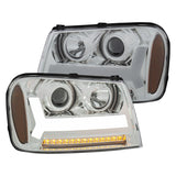 ANZO 2006-2009 Chevrolet Trailblazer Proyector Faros delanteros con diseño estilo tablón cromado con ámbar