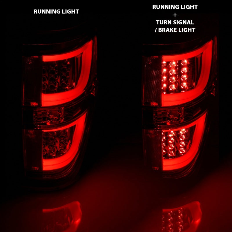 ANZO 2009-2013 Ford F-150 luces traseras LED rojo/transparente