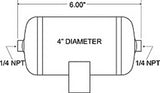 Tanque de aire Firestone de 0,25 galones y 4 pulgadas. x 6 pulgadas. (2) 1/4 pulg. Puertos NPT 150 PSI máx. - Negro (WR17609166)