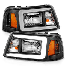 Cargar imagen en el visor de la galería, ANZO Faros delanteros de cristal para Ford Ranger 2001-2011 con barra de luz, carcasa negra