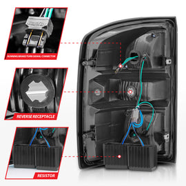 ANZO 2014-2018 GMC Sierra luces traseras LED carcasa negra lente roja/transparente