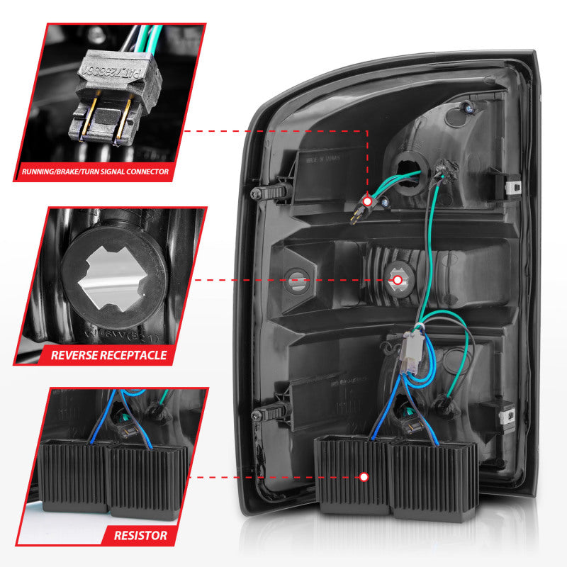 ANZO 2014-2018 GMC Sierra luces traseras LED carcasa negra lente transparente