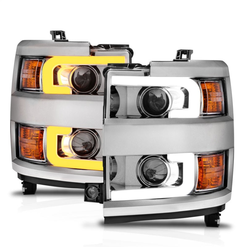 ANZO Faros delanteros proyectores 15-17 Chevrolet Silverado 2500HD / 3500HD cromados con borde cromado