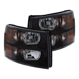 ANZO 2007-2013 Chevrolet Silverado Faros delanteros de cristal, color negro