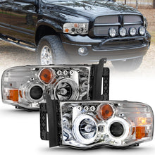 Cargar imagen en el visor de la galería, ANZO 2002-2005 Dodge Ram 1500 Faros delanteros con proyector con halo cromado ámbar transparente