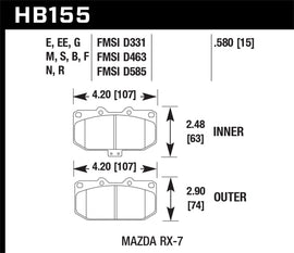 Hawk 93-95 Mazda RX-7 Azul 9012 Pastillas de freno delanteras