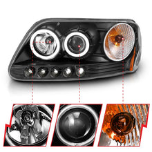 Cargar imagen en el visor de la galería, ANZO 1997-2003 Ford F-150 Faros delanteros con proyector con halo negro (CCFL)