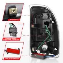 Cargar imagen en el visor de la galería, ANZO 1997-2004 Dodge Dakota luces traseras LED, carcasa negra, par de lentes ahumados