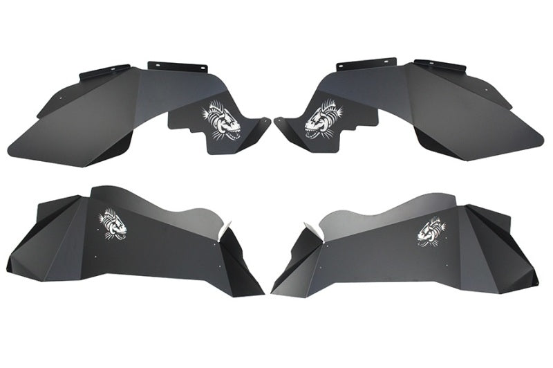 Guardabarros interiores de aluminio con logotipo Fishbone Offroad Jeep Wrangler JK 07-18 - Recubrimiento en polvo negro