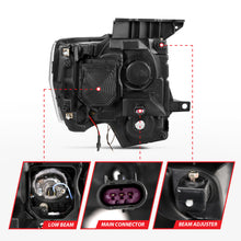 Cargar imagen en el visor de la galería, ANZO 2009-2014 Ford F-150 Faros delanteros proyectores con barra en U, color negro con ámbar