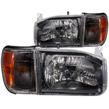 ANZO Faros delanteros de cristal Nissan Pathfinder 1999-2004, color negro