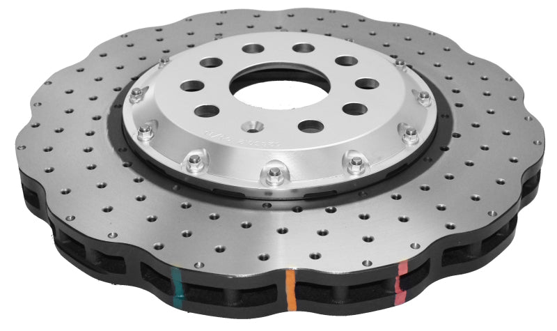 DBA 15-20 Volkswagen Golf R 3.6L Delantero Serie 5000 Rotor perforado en cruz con sombrero plateado