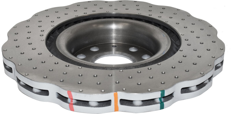 DBA 12-13 Volkswagen Golf R 2.0L delantero serie 4000 rotor perforado en cruz con sombrero plateado