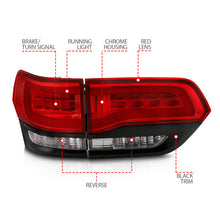 Cargar imagen en el visor de la galería, ANZO 2014-2016 Jeep Grand Cherokee luces traseras LED rojo/transparente