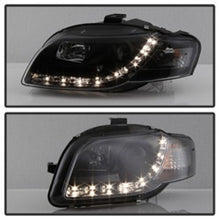 Cargar imagen en el visor de la galería, Spyder Audi A4 06-08 Projector Headlights Halogen Model Only - DRL Black PRO-YD-AA405-DRL-BK