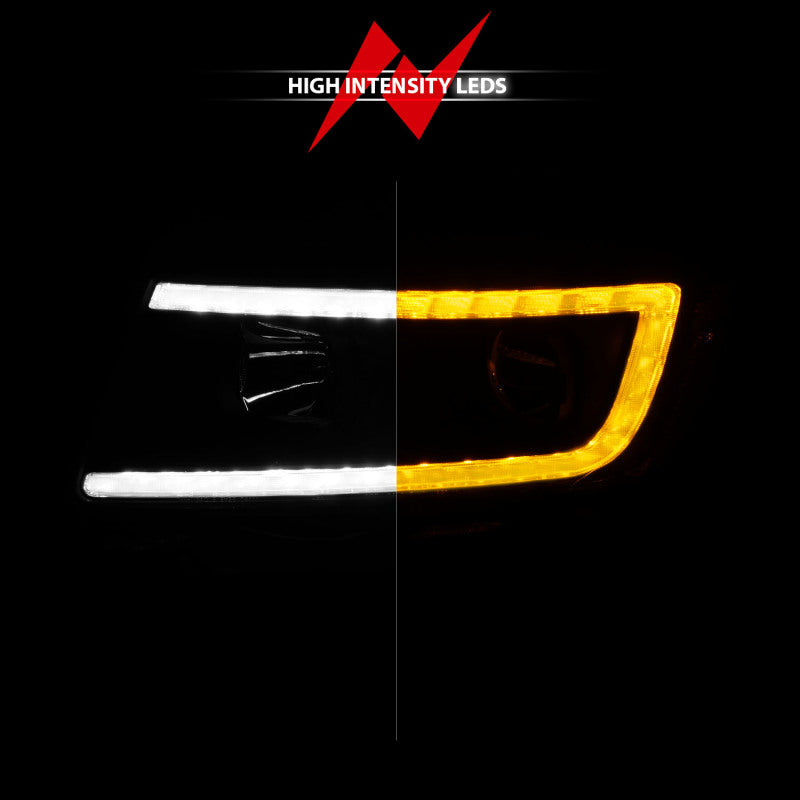 ANZO 11-13 Jeep Grand Cherokee (solo halógenos de fábrica) Faros delanteros con barra de luz Swtchbk negro