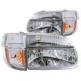 ANZO 1995-2001 Ford Explorer Crystal Faros delanteros cromados con luces de esquina 2 piezas