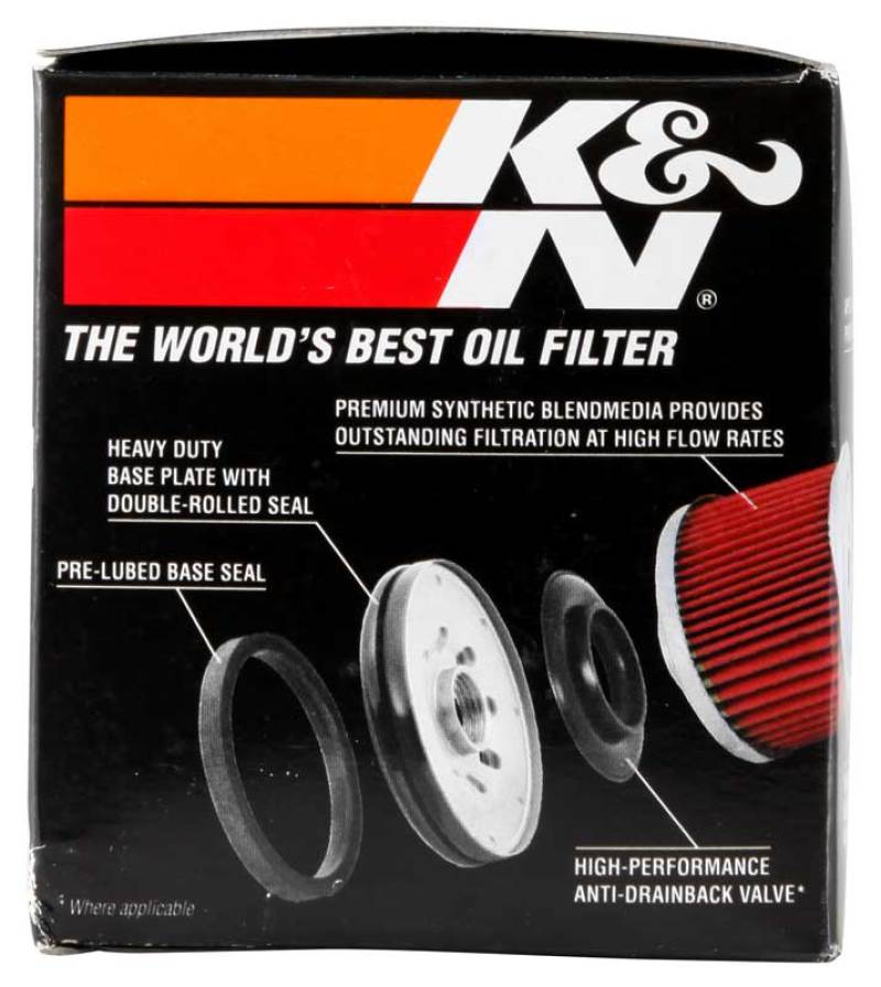 Filtro de aceite K&amp;N Honda/Kawasaki de 3,25 pulgadas de diámetro exterior x 3,719 pulgadas de alto