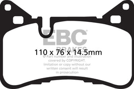 EBC 14 Pastillas de Freno Traseras Mercedes-Benz C63 AMG (W204) 6.2 Bluestuff