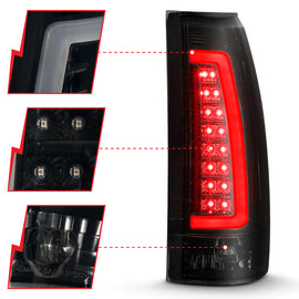 ANZO 1999-2000 Cadillac Escalade Luces traseras LED Par de lentes ahumados con carcasa negra