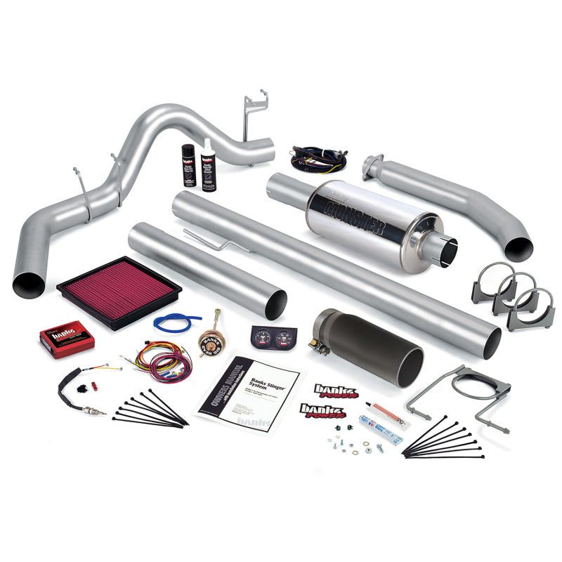 Banks Power 98 Dodge 5.9L Std Cab Stinger System - Escape simple SS con punta negra