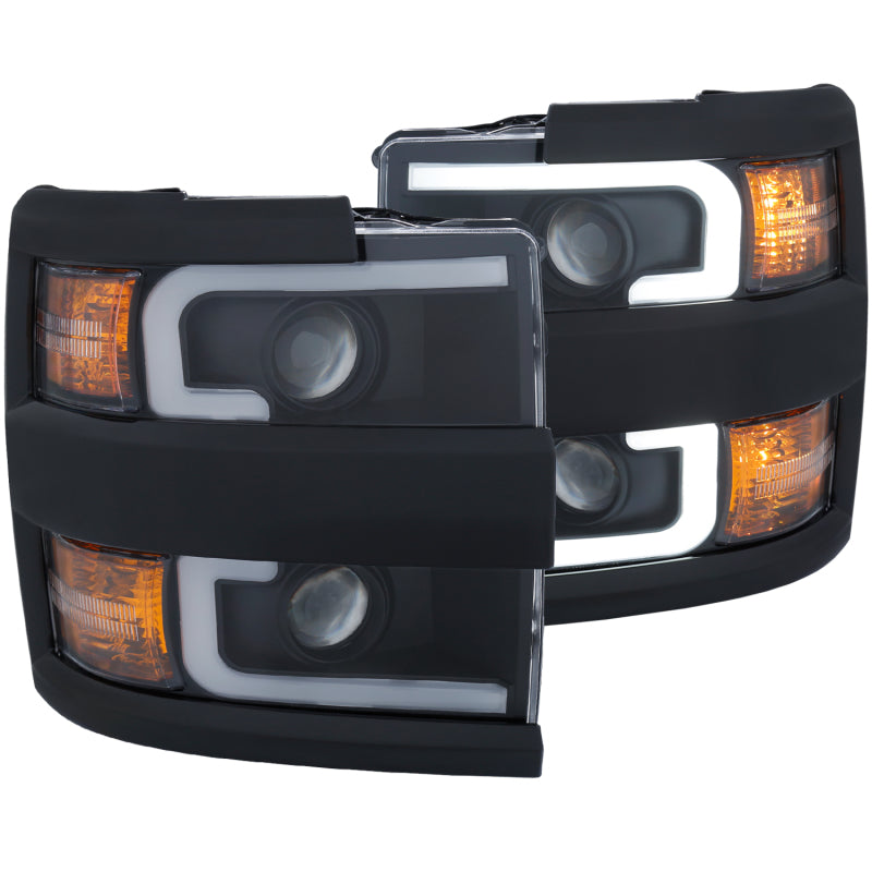 ANZO Faros delanteros proyectores 15-17 Chevrolet Silverado 2500HD / 3500HD Negro con borde negro