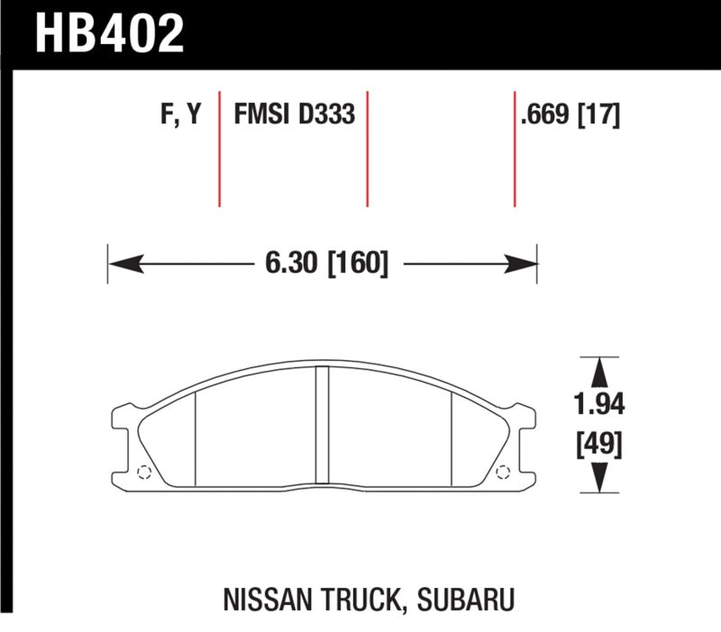 Hawk 87-05 Nissan Pathfinder (varios) / 86-97 PickUp D21 (varios) Pastillas de freno delanteras HPS Street