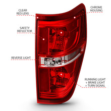 Cargar imagen en el visor de la galería, ANZO 2009-2014 Ford F-150 Euro luz trasera roja/transparente (sin bombilla)