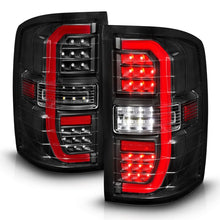 Cargar imagen en el visor de la galería, ANZO 14-18 GMC Sierra 1500 Luces traseras LED completas Carcasa negra Lente transparente (con barras de luz C)