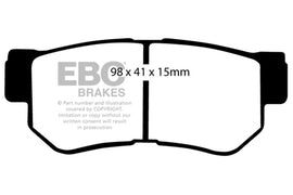 EBC 08-09 Hyundai Azera 3.3 Pastillas de freno traseras Yellowstuff