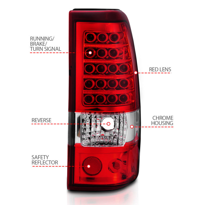 ANZO 2003-2006 Chevrolet Silverado 1500 luces traseras LED rojo/transparente