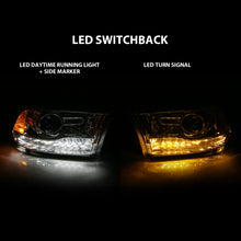 Cargar imagen en el visor de la galería, ANZO 2009-2018 Dodge Ram 1500 Proyector estilo tablón Switchback HL Halo cromo ámbar (estilo OE)