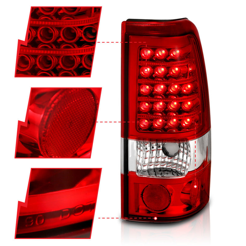ANZO 1999-2007 Chevrolet Silverado 1500 luces traseras LED rojo/transparente