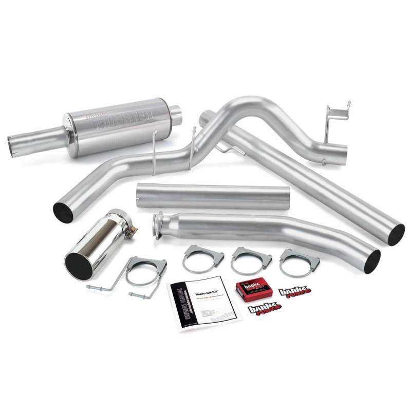 Banks Power 98-00 Dodge 5.9L Ext Cab Git-Kit - Escape único SS con punta cromada