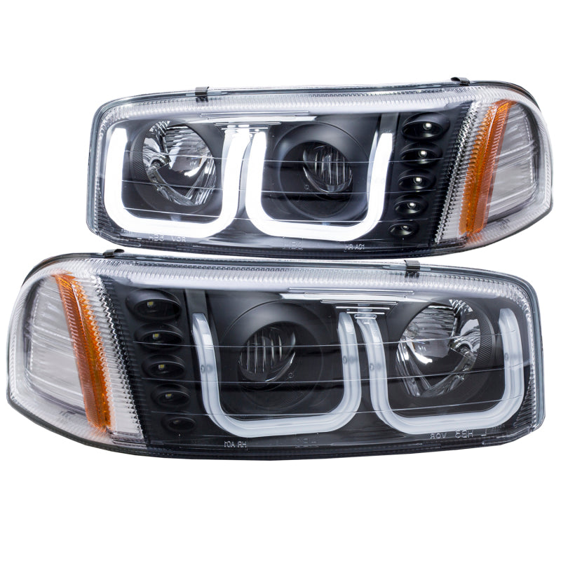 ANZO 1999-2006 Gmc Sierra 1500 Faros delanteros proyectores con barra en U, color negro