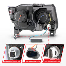 Cargar imagen en el visor de la galería, ANZO 11-13 Jeep Grand Cherokee (solo halógenos de fábrica) Faros delanteros con barra de luz Swtchbk negro